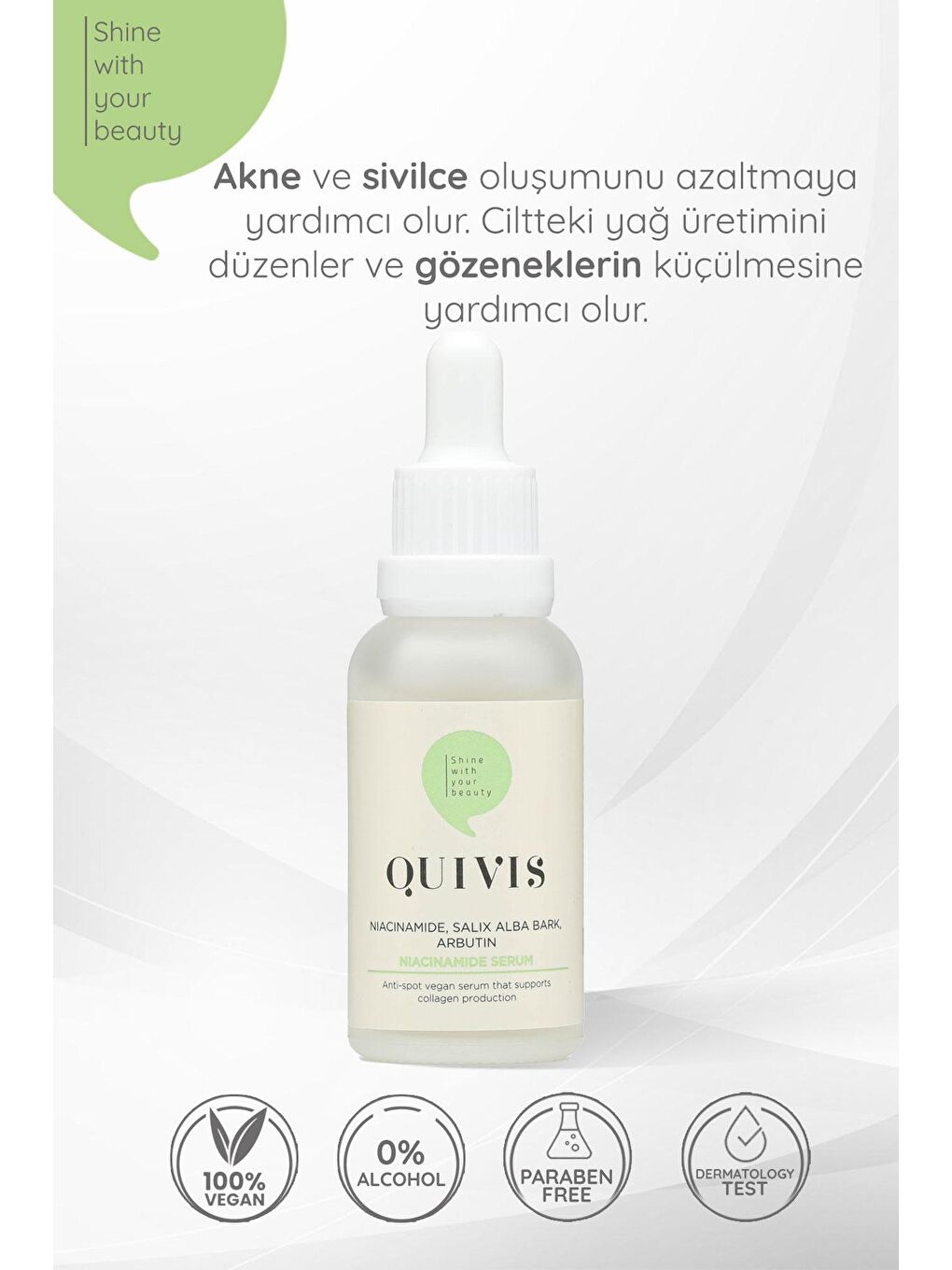 quivis Renksiz Akne Sivilce ve Siyah Nokta Karşıtı Niacinamide Serum 30 ML - 1