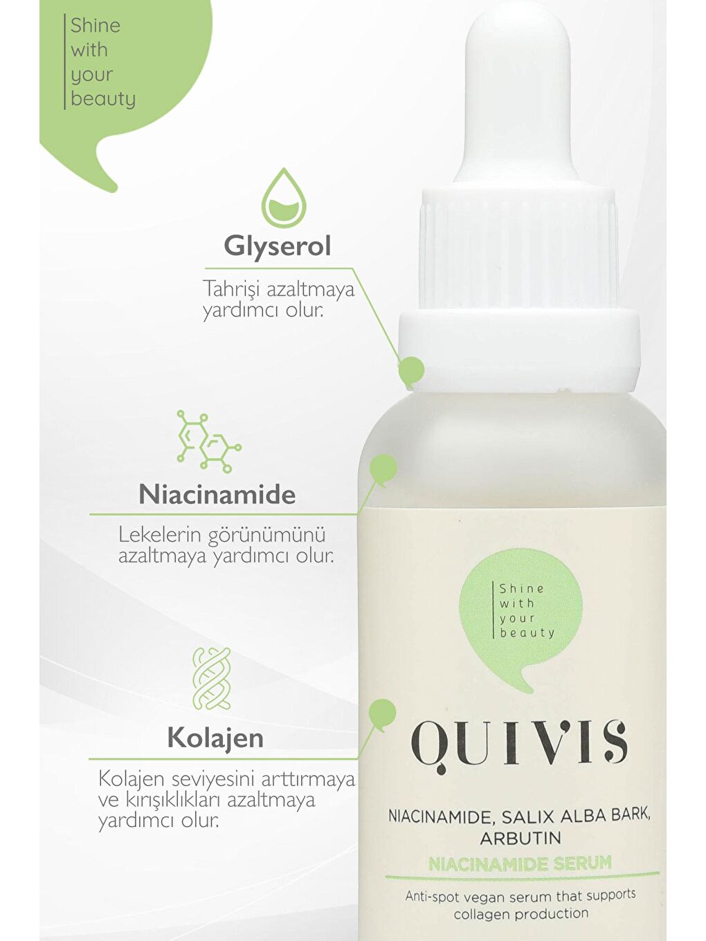 quivis Renksiz Akne Sivilce ve Siyah Nokta Karşıtı Niacinamide Serum 30 ML - 3