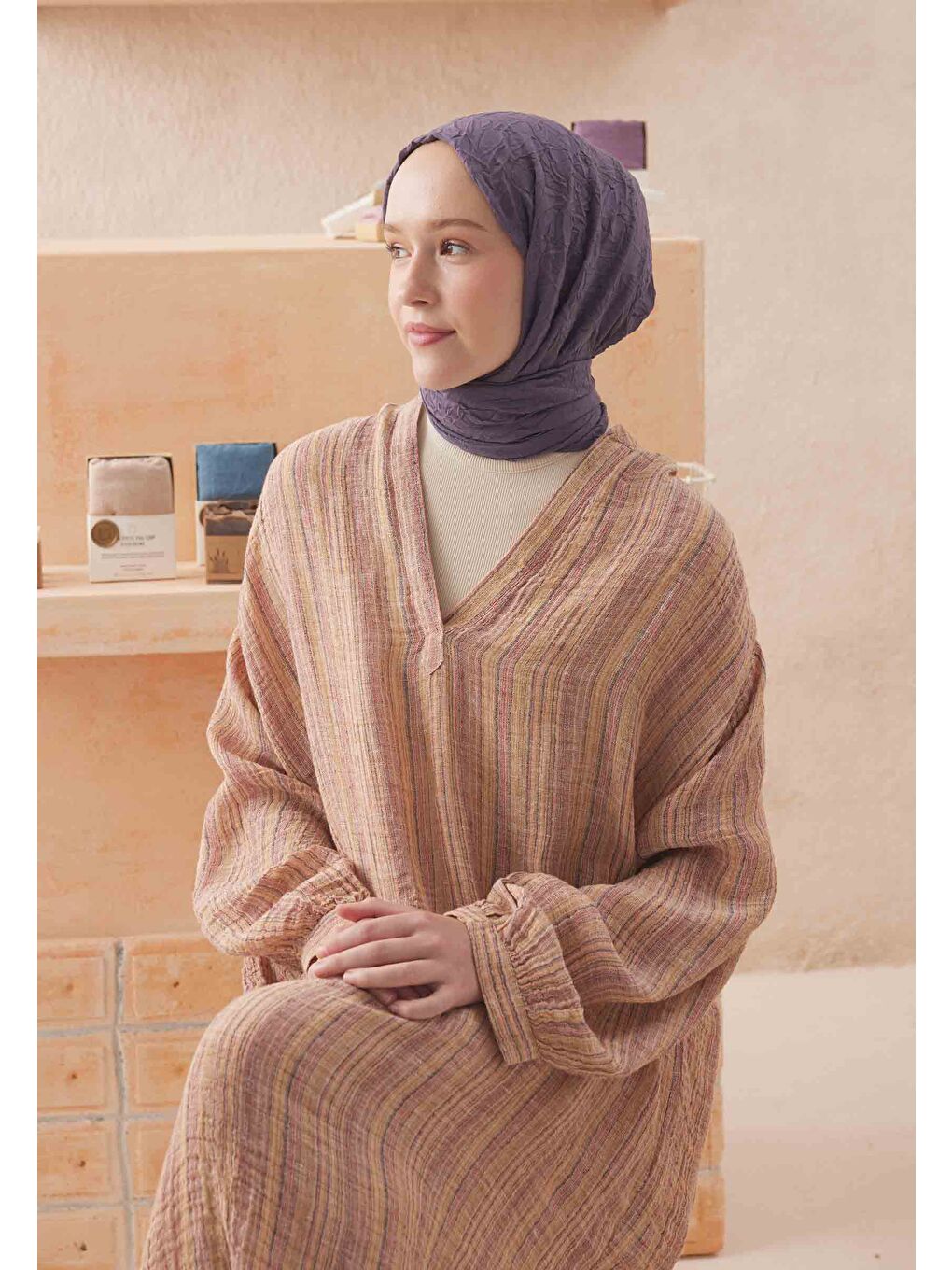 Lila Vual Crash Şal Lavanta