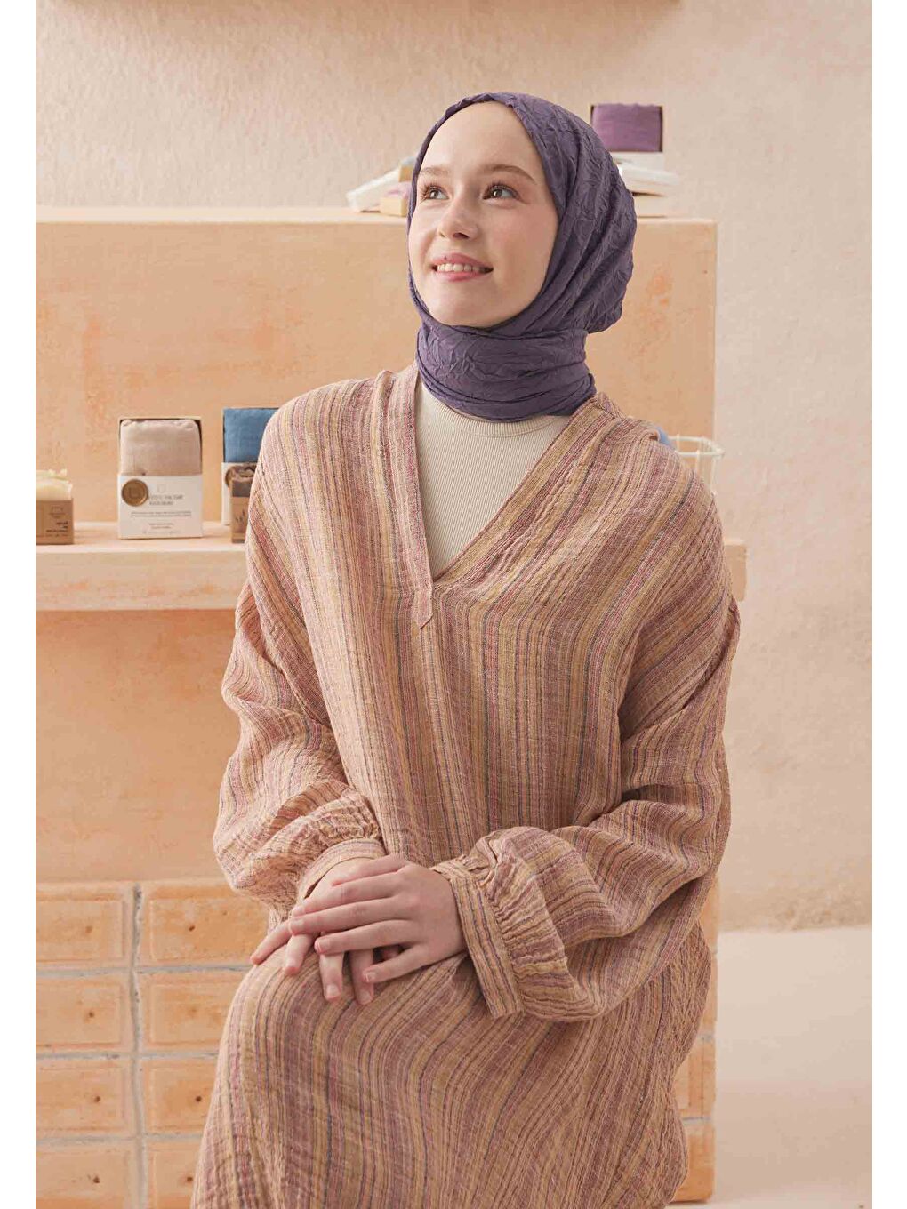 Lila Vual Crash Şal Lavanta-1