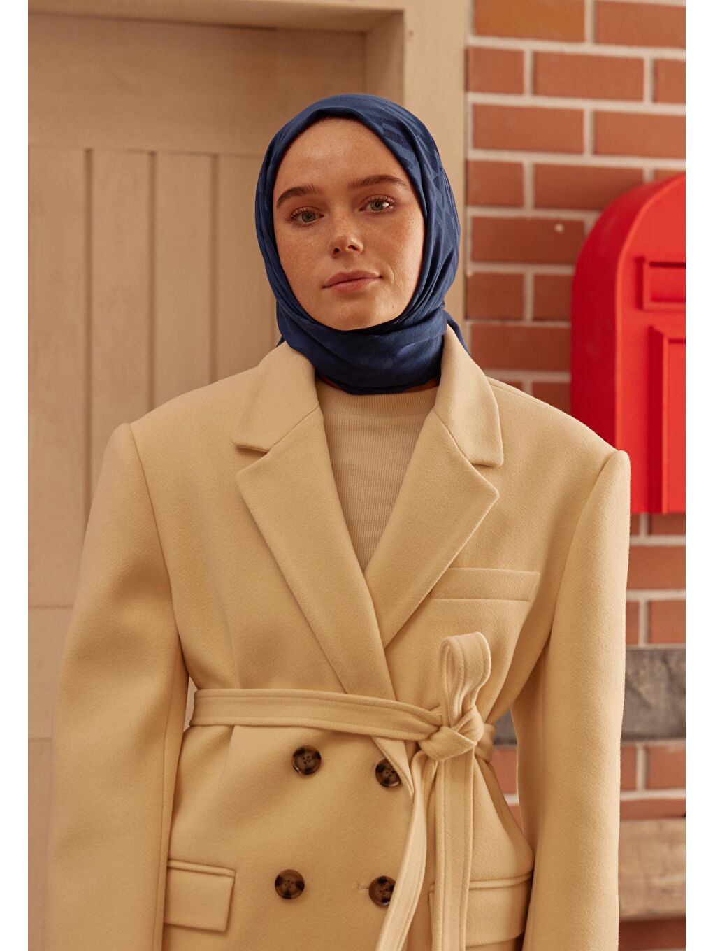 Mavi Dublın Jakarlı Şal Gece Mavısı-1