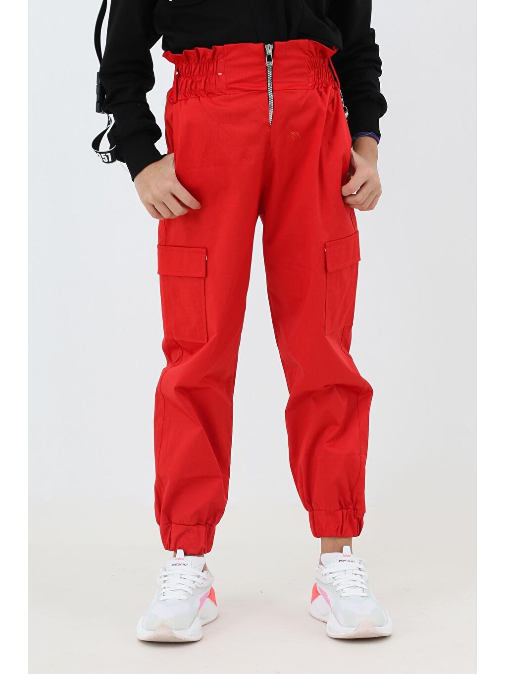 Pengai Kırmızı Kız Çocuk Jogger Gabardin Pantolon 13844 - 1