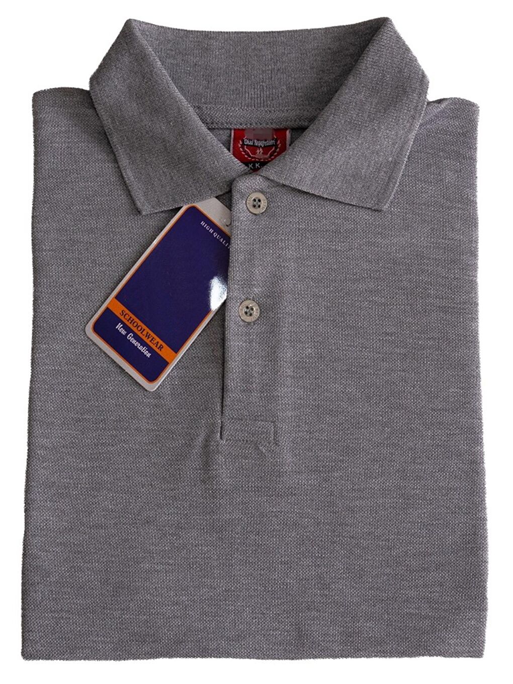 Gri Kız Çocuk Okul Tarz %100 Pamuk T-Shirt - 5-17 Yaş AG001-2