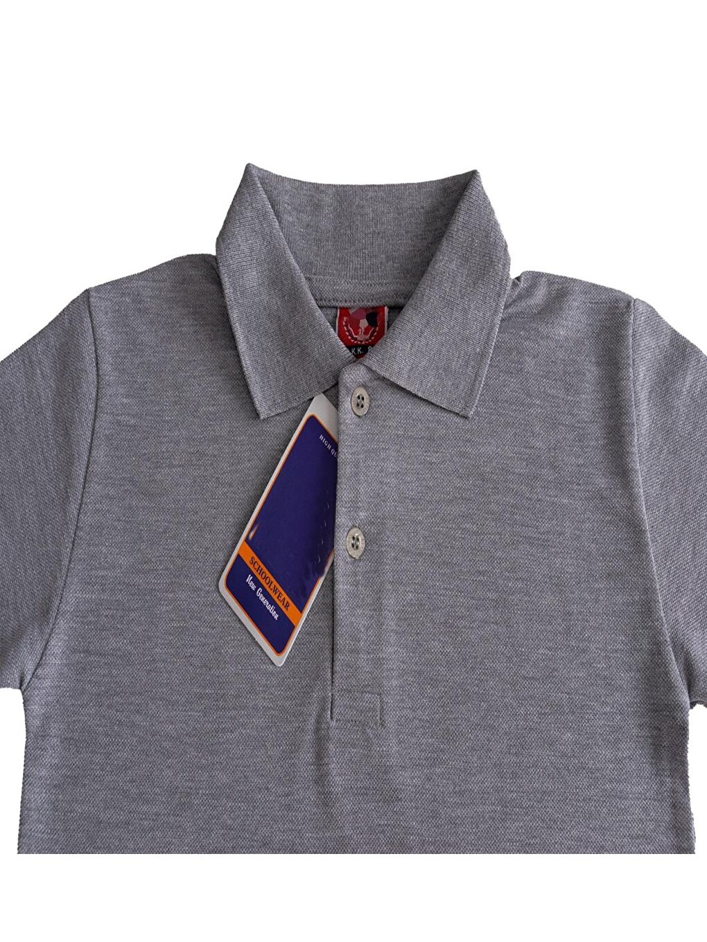 Gri Kız Çocuk Okul Tarz %100 Pamuk T-Shirt - 5-17 Yaş AG001-3