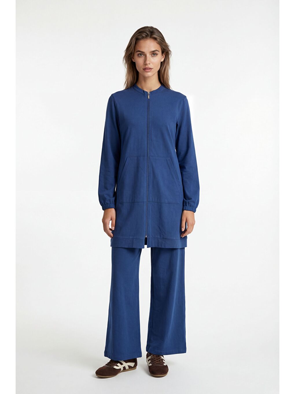 İndigo-Pis Dikişli Eşofman Takımı