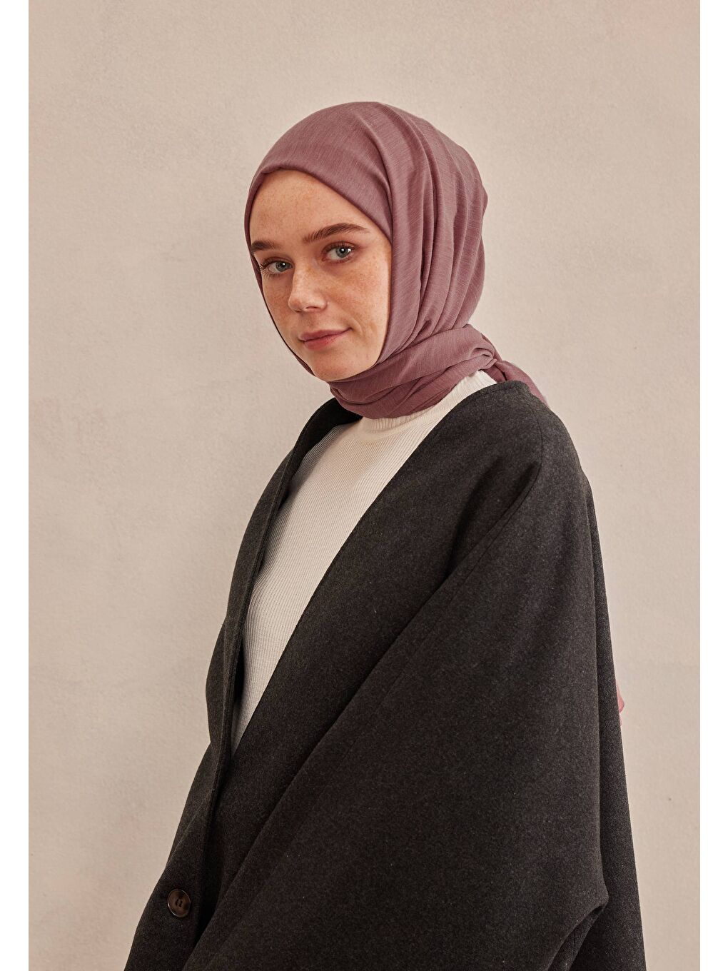 Pembe Cozy Pamuk Şal Vıntage Rose-2