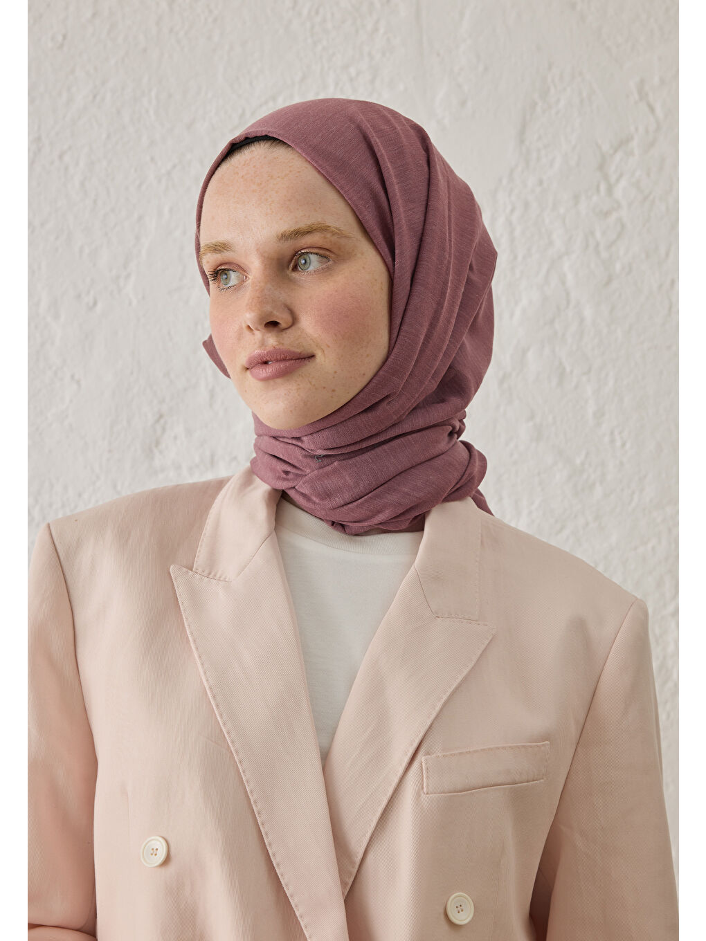 Pembe Cozy Pamuk Şal Vıntage Rose-4