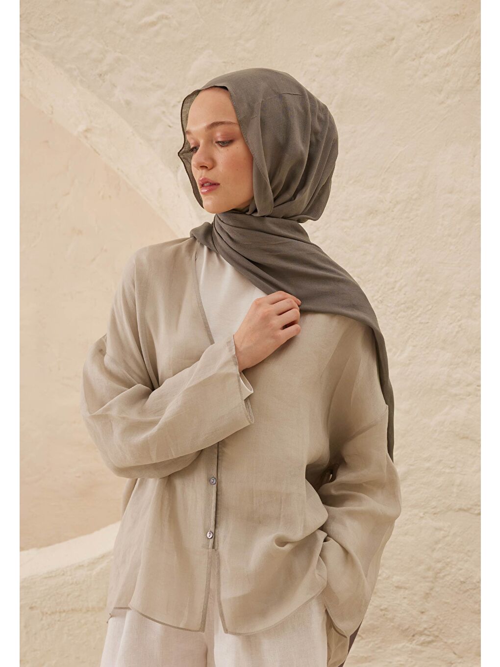 Rami Viskon Şal Metalik Gri-2