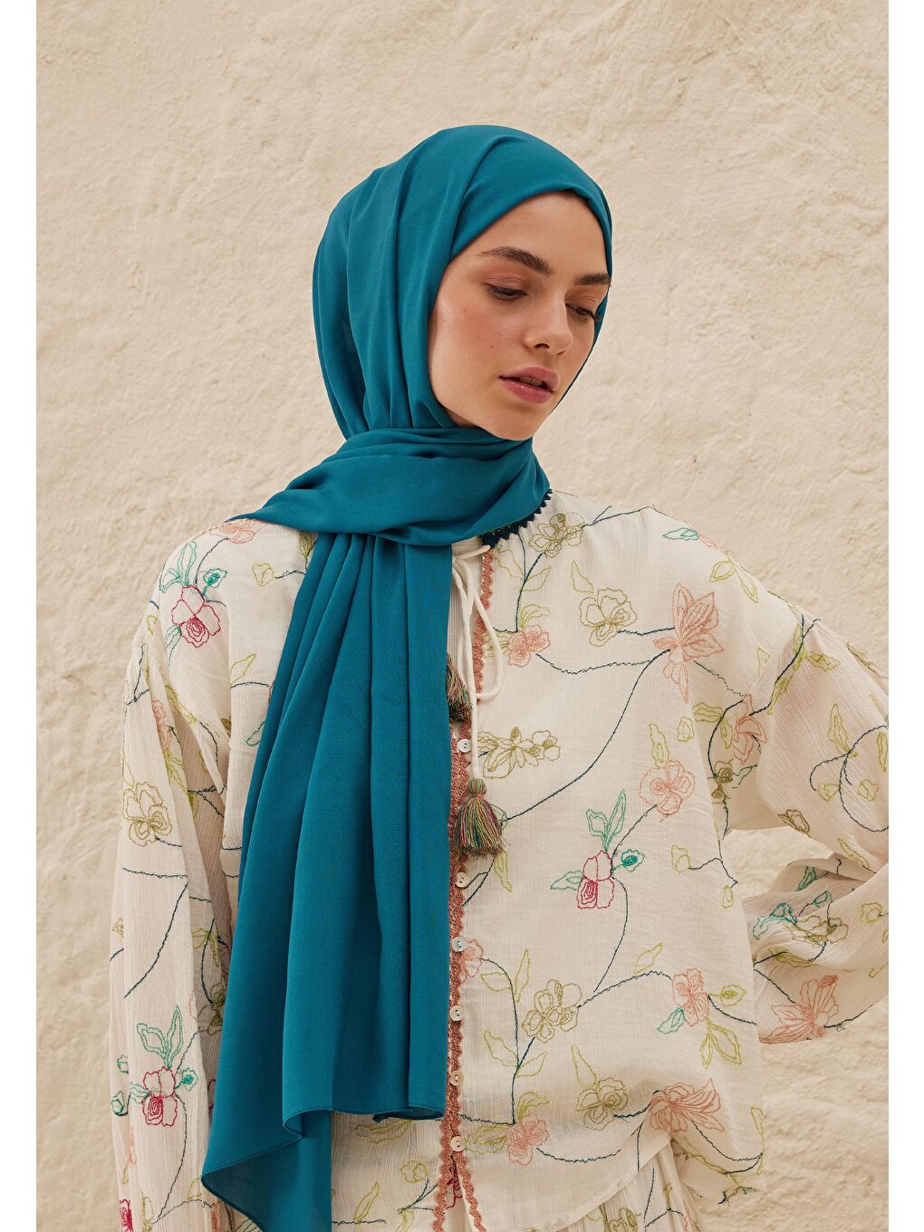 Mavi Rami Viskon Şal Okyanus