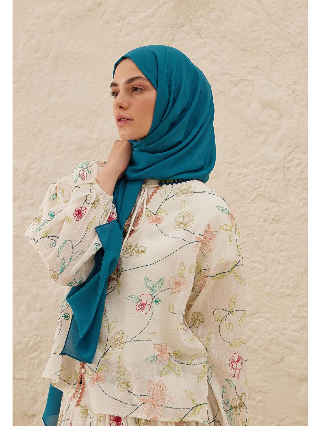 Mavi Rami Viskon Şal Okyanus-2