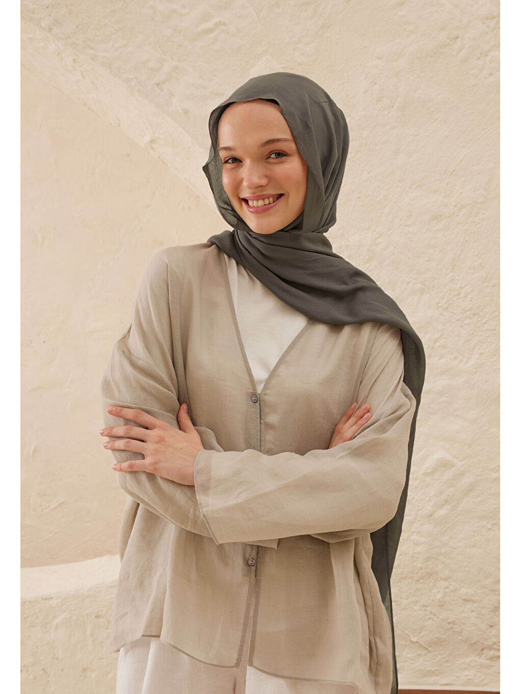 Rami Viskon Şal Metalik Gri-4