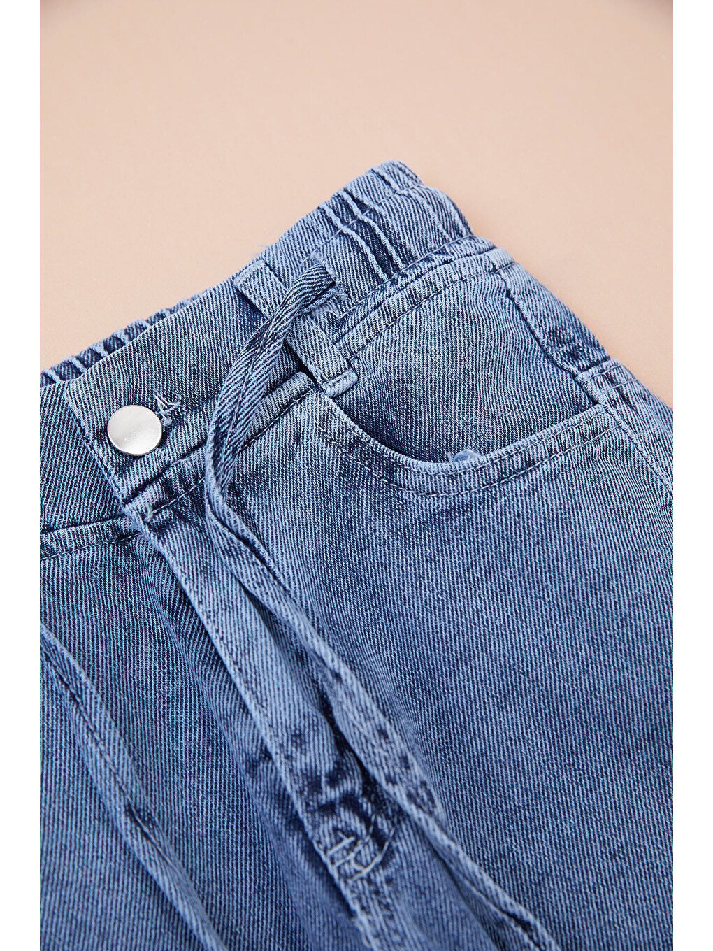 Mavi Beli Bağlamalı Baggy Erkek Çocuk Pantolon-1