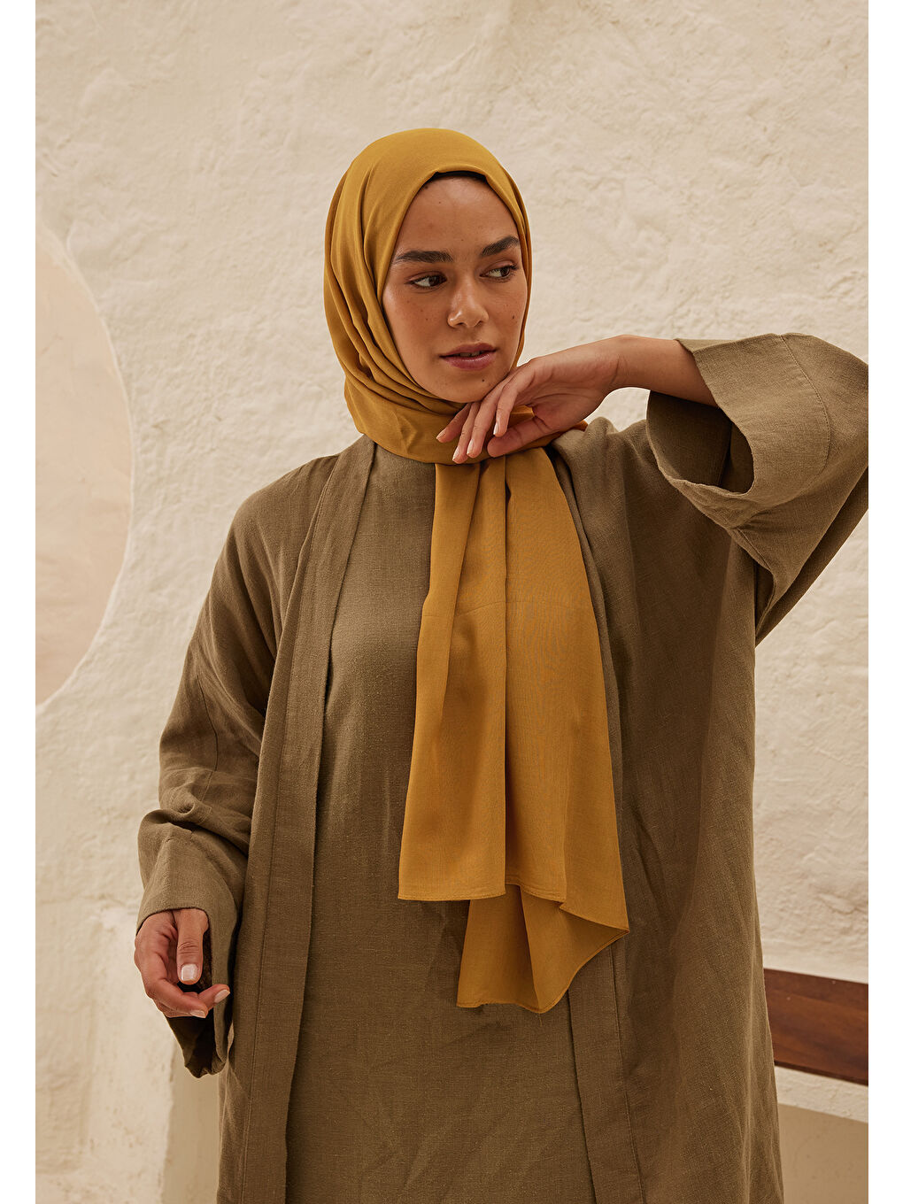 Bej Rami Viskon Şal Badem-2