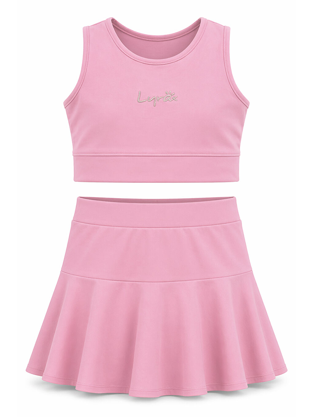 Pembe Sıfır Kol Üst Şortlu Etekli Kız Çocuk Yüzücü Mayo 26603 Pudra