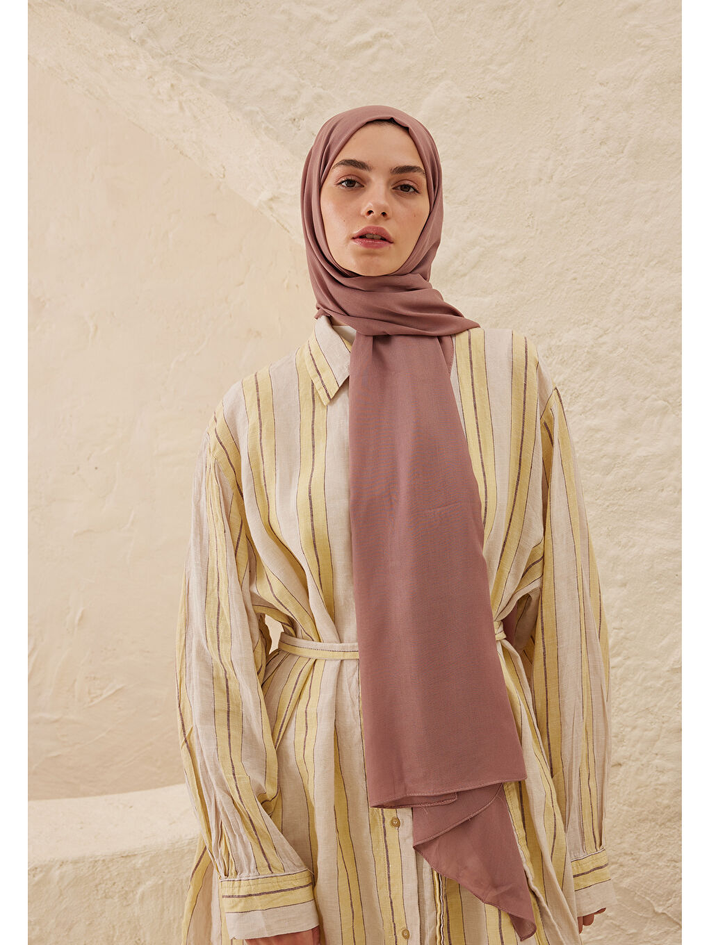 Pembe Rami Viskon Şal Vıntage Rose-1