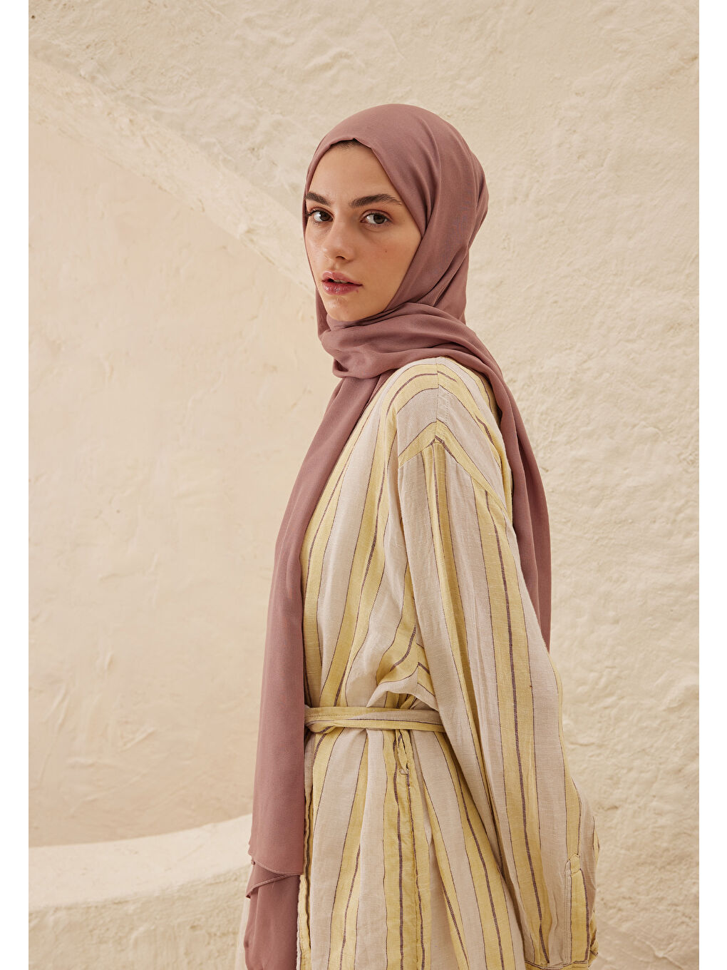 Pembe Rami Viskon Şal Vıntage Rose-3