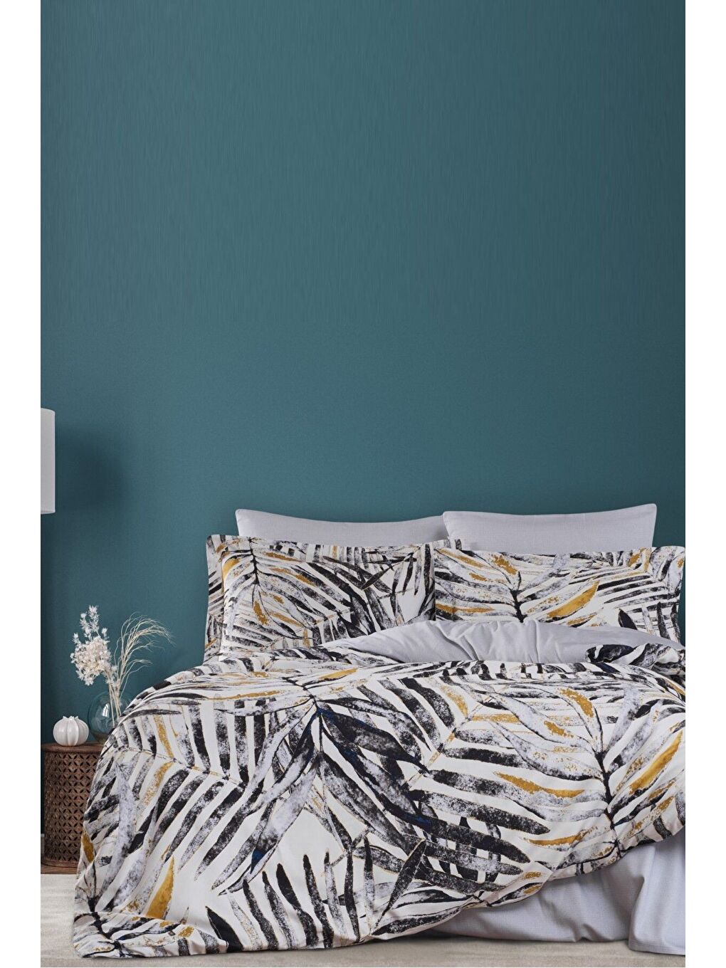 Gri Çift Kişilik Bambu Saten Nevresim Takımı Lecce