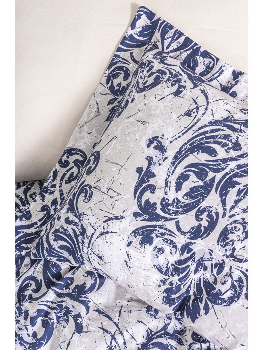 Lacivert Çift Kişilik Bambu Saten Nevresim Takımı Tıvolı-2