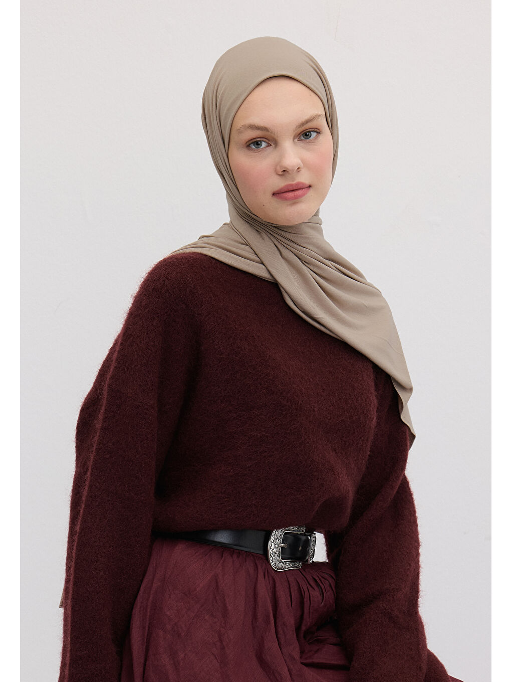 Kahverengi Bambu Penye Şal Vizon-3