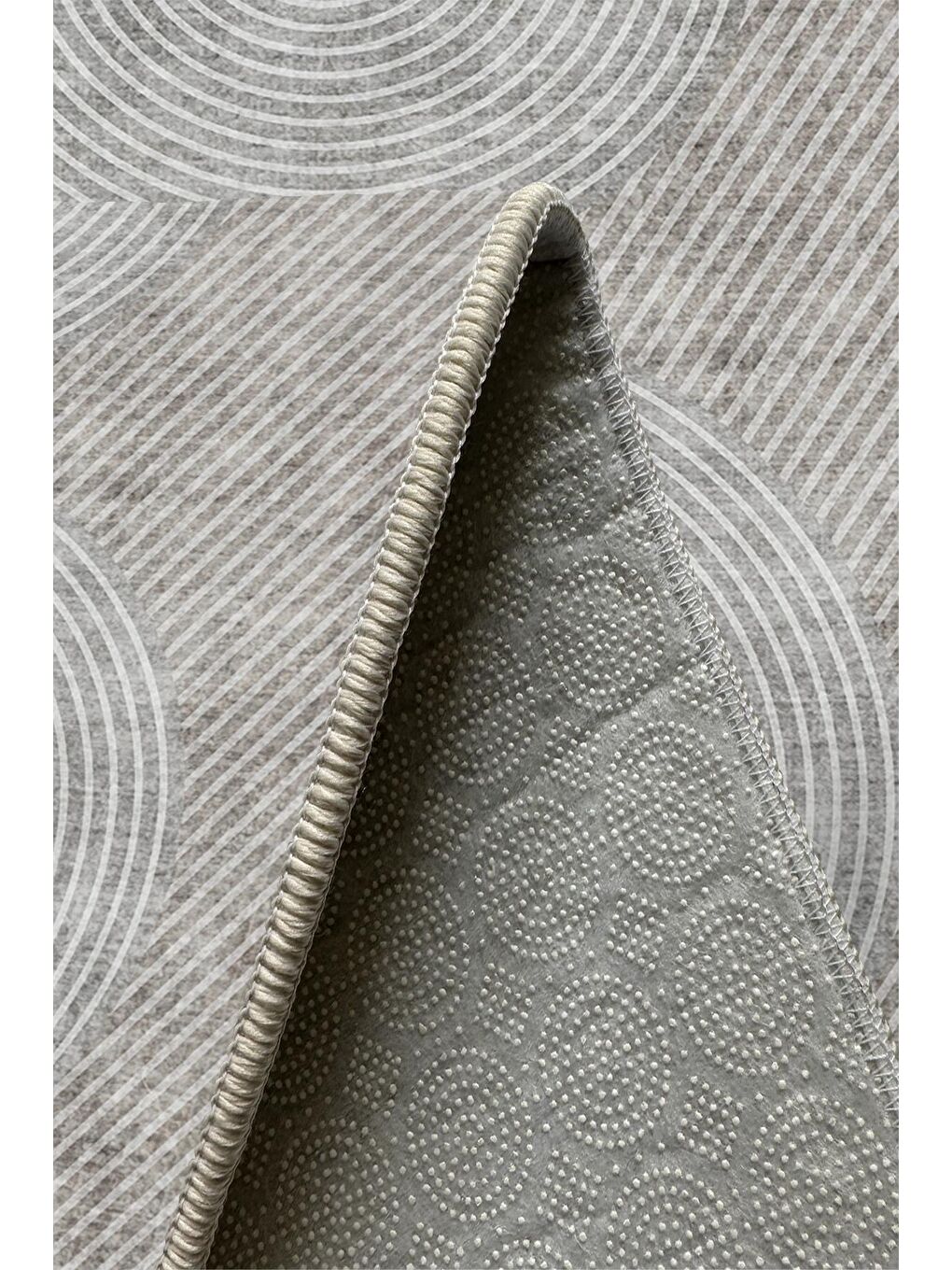 Gri Özel Tasarım, Kaymaz Taban, İnce, Yıkanabilir, Modern Halı WOOKECE1447 180x280-5