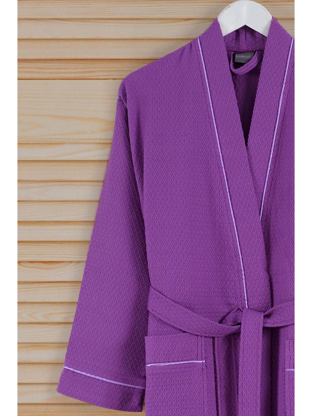 Dama Serisi Kimono Yaka Pike Bornoz Sabahlık Lila-1
