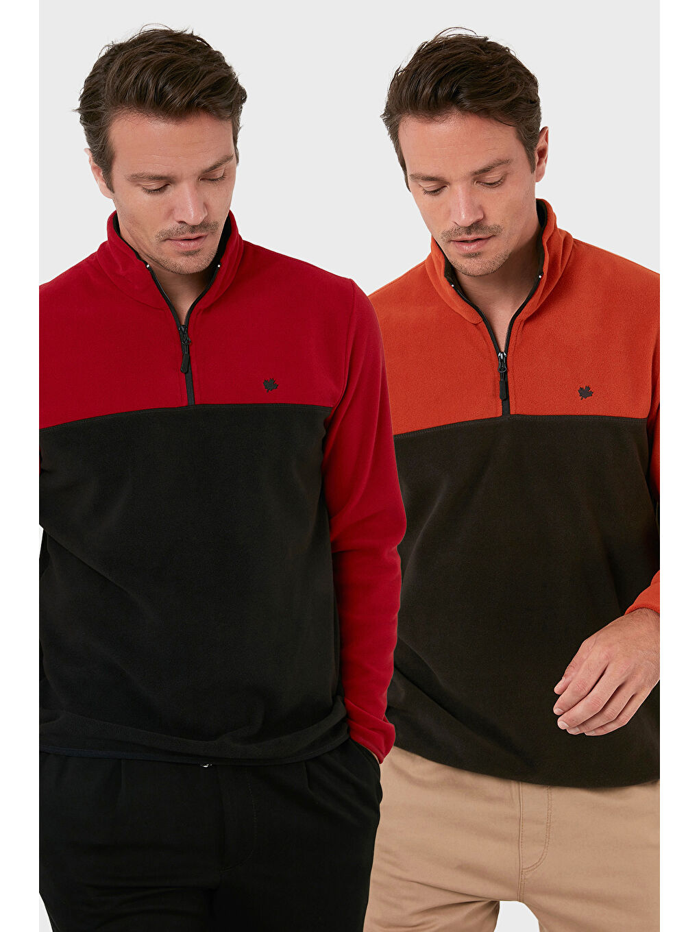 Bordo Regular Fit Anti-Pilling Tüylenme Yapmayan Dik Yaka Şardonlu 2'li Paket Polar 5906016S2