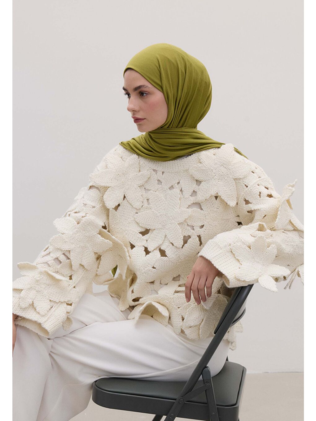 Yeşil Bambu Penye Şal Olive