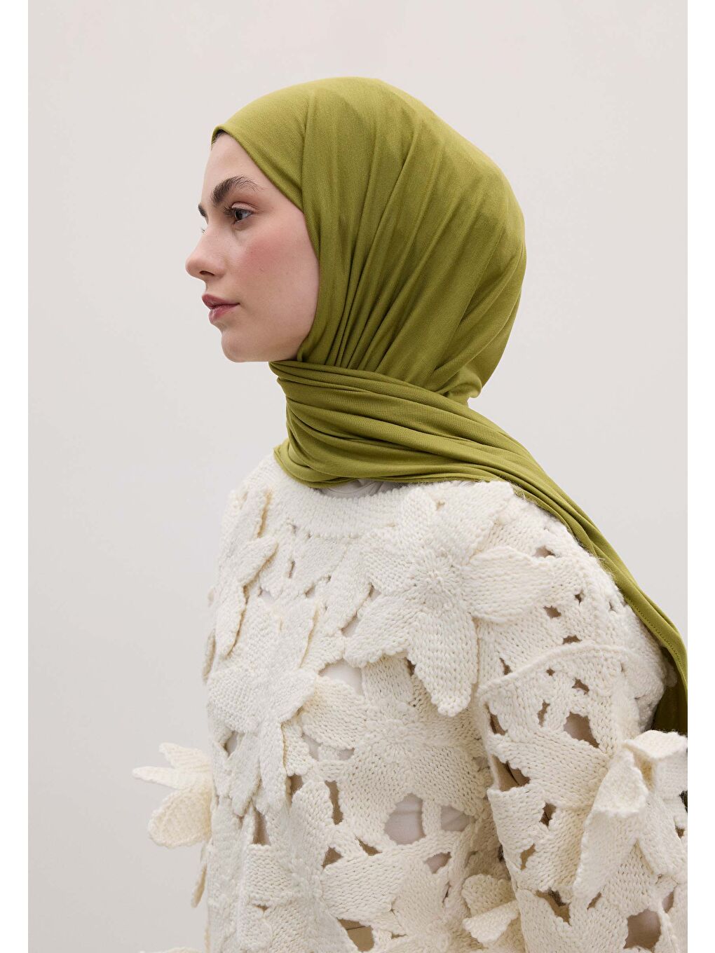 Yeşil Bambu Penye Şal Olive-1