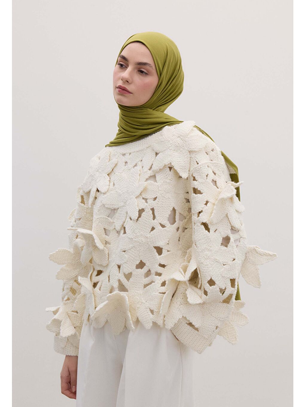 Yeşil Bambu Penye Şal Olive-2