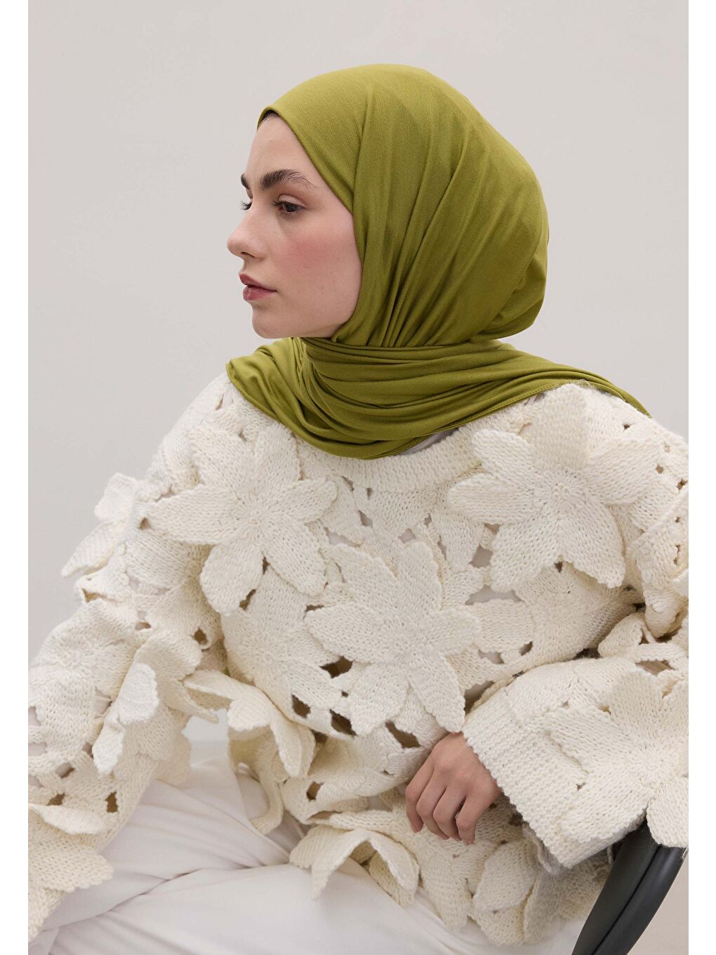 Yeşil Bambu Penye Şal Olive-3