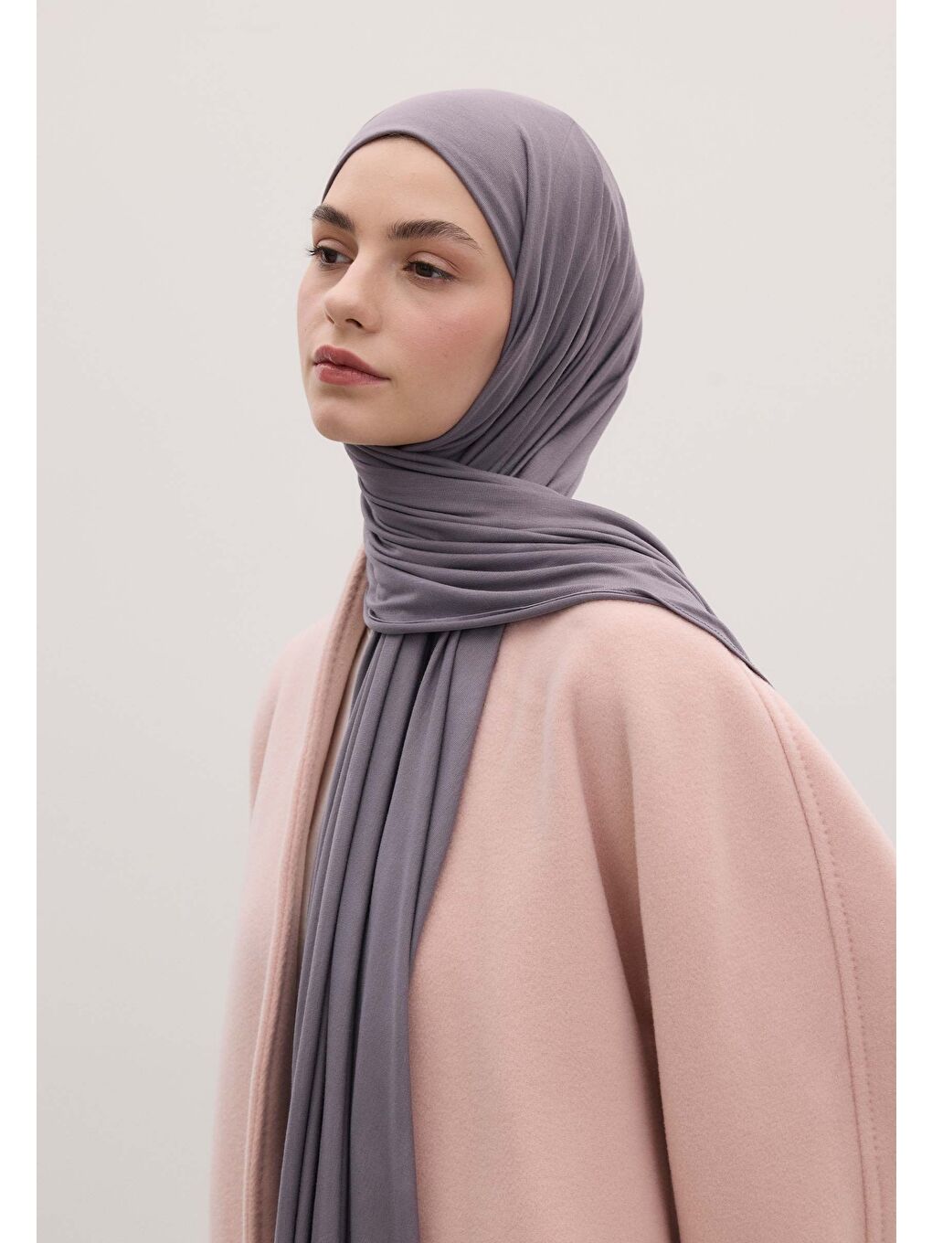 Lila Bambu Penye Şal Orkide-1