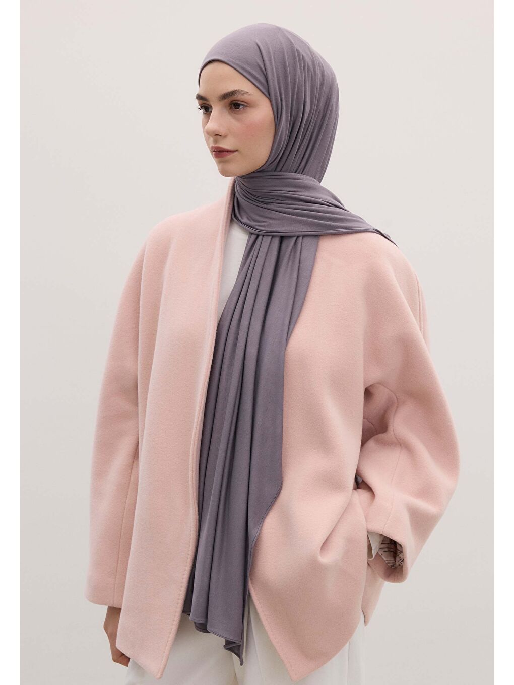 Lila Bambu Penye Şal Orkide-2