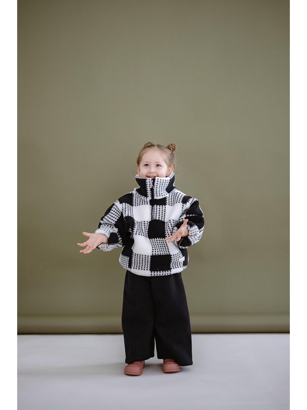 Lacivert Kareli Yarım Fermuarlı Wellsoft Çocuk Mont 1-6 Yaş