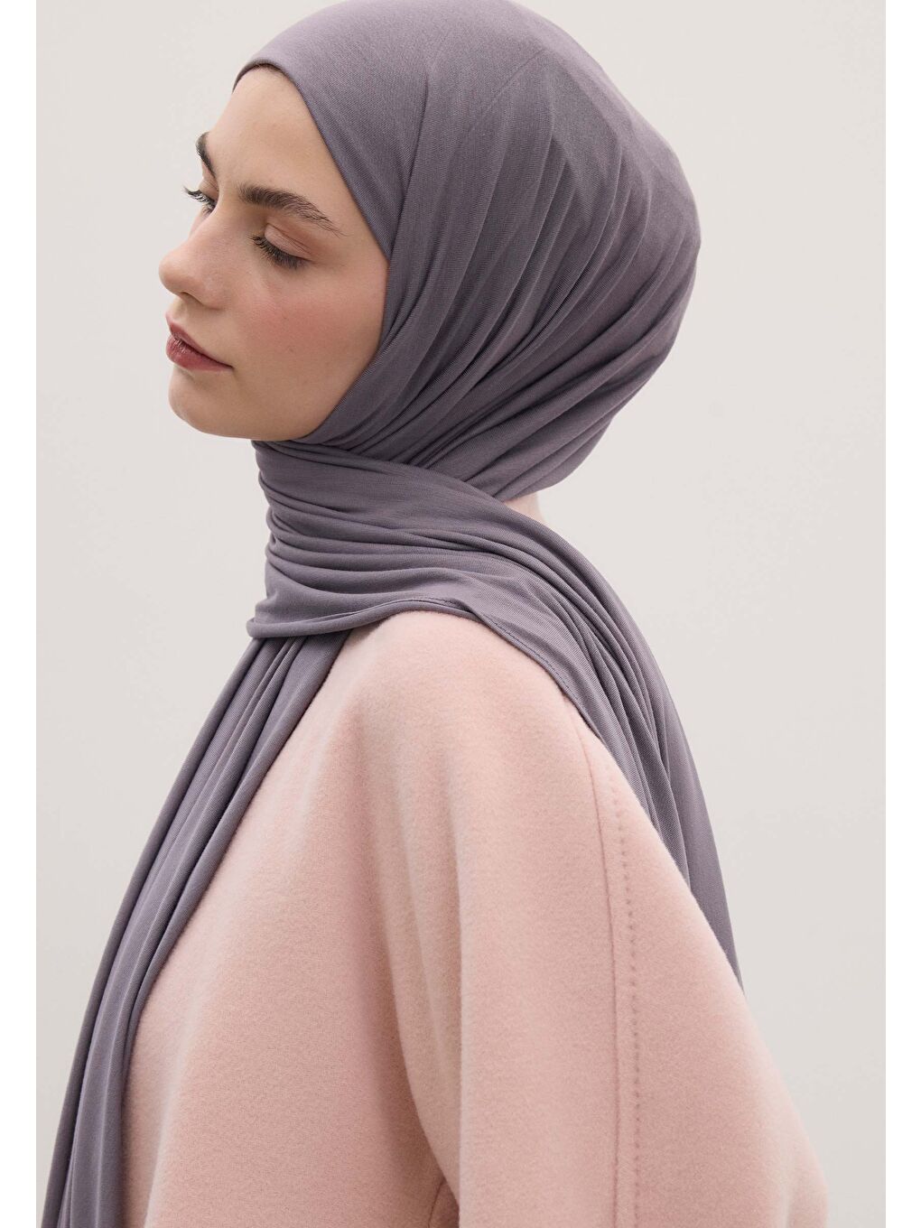 Lila Bambu Penye Şal Orkide-3