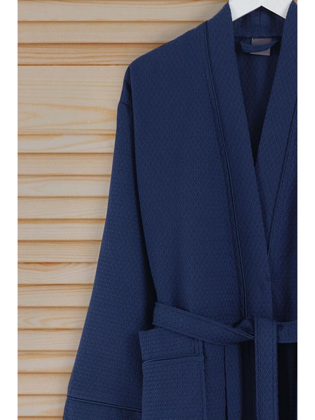 Dama Serisi Kimono Yaka Pike Bornoz Sabahlık Lacivert-1