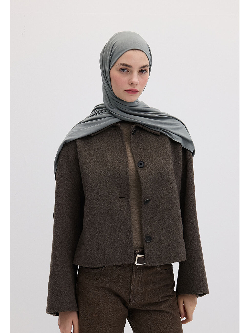 Gri Bambu Penye Şal Deniz Köpüğü