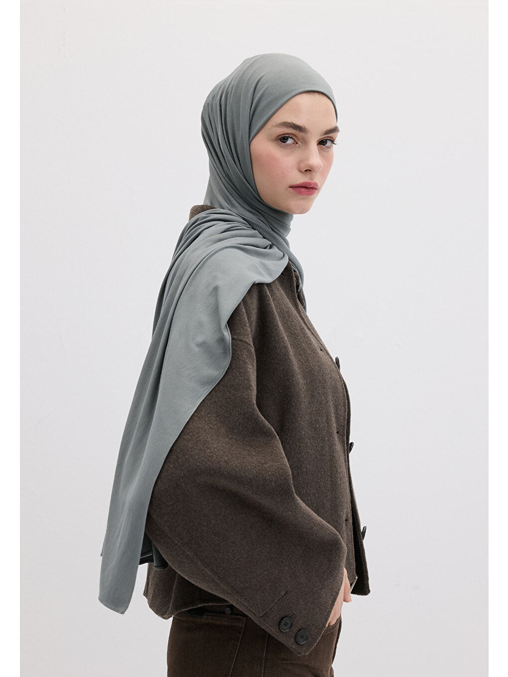 Gri Bambu Penye Şal Deniz Köpüğü-2