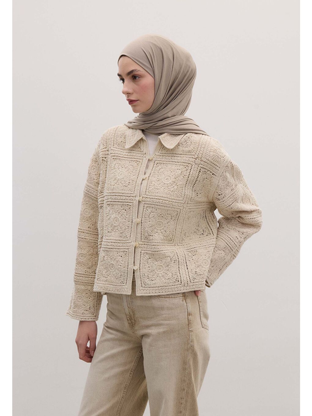 Bambu Penye Şal Naturel Bej-1