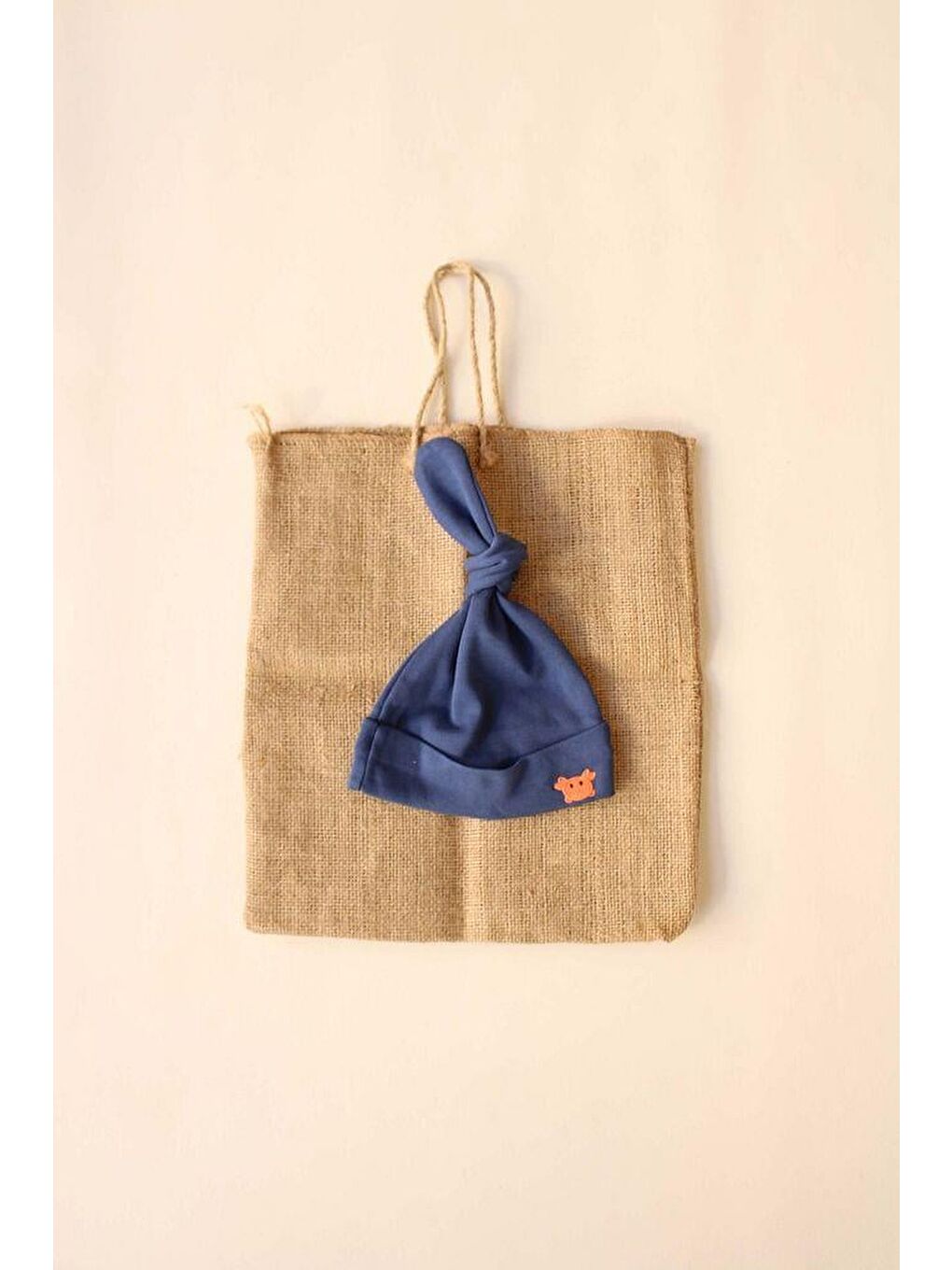 İndigo Yengeç Nakışlı Yenidoğan Şapka