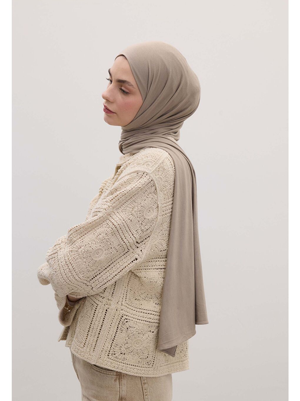 Bambu Penye Şal Naturel Bej-3