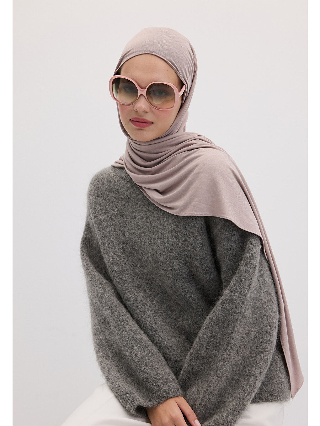 Pembe Bambu Penye Şal Gülpembe-1