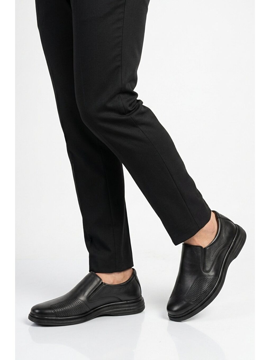 Siyah Hakiki Deri Erkek Casual Ayakkabı 410 M-1