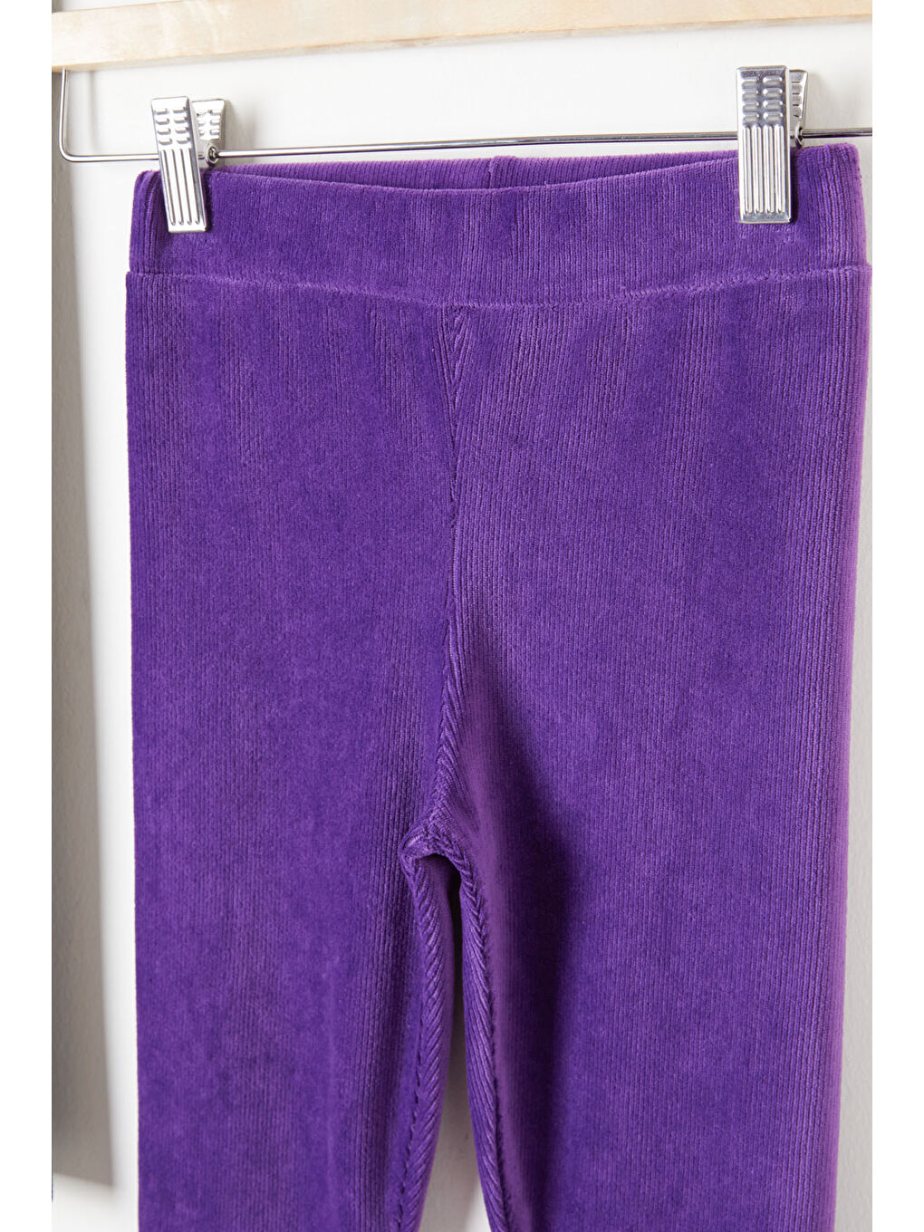 Kız Çocuk Fitilli 2li Kadife Tayt Siyah-Mor 20063-2