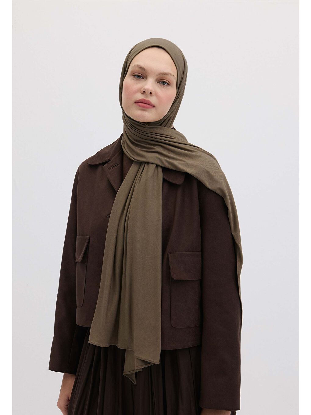 Kahverengi Bambu Penye Şal Tozlu Kahve