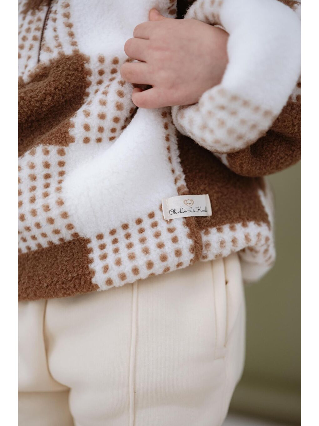 Kahverengi Kahve Kareli Yarım Fermuarlı Wellsoft Çocuk Mont 1-6 Yaş-5