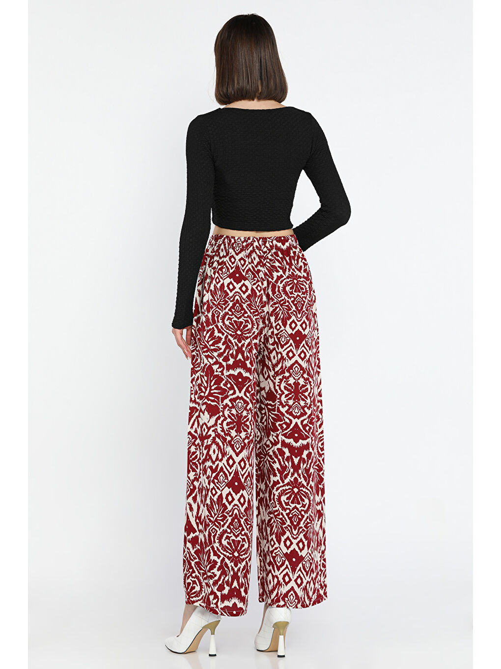 Bordo Bol Paça Viskon Yürüyüş Pantolonu-2