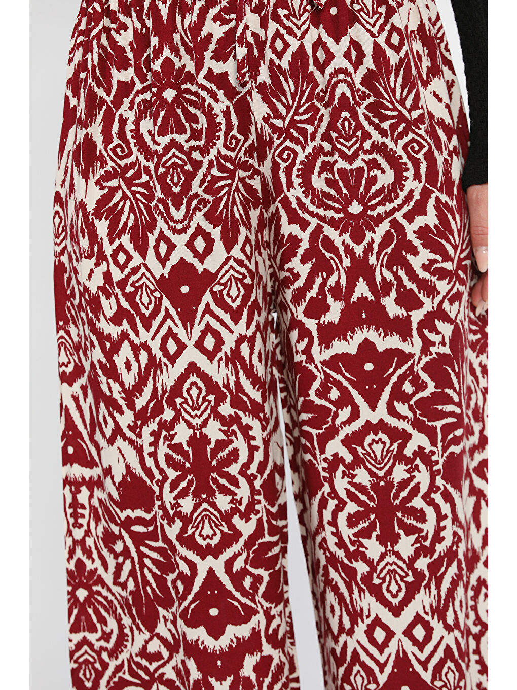 Bordo Bol Paça Viskon Yürüyüş Pantolonu-3