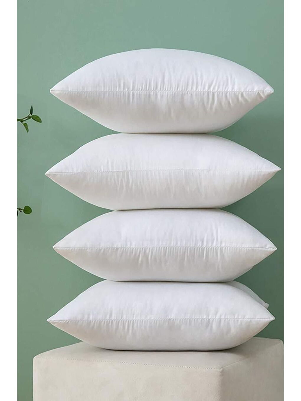 4 Adet Kırlent %100 Pamuk Kılıflı Silikon Dolgulu Beyaz 45x45 cm