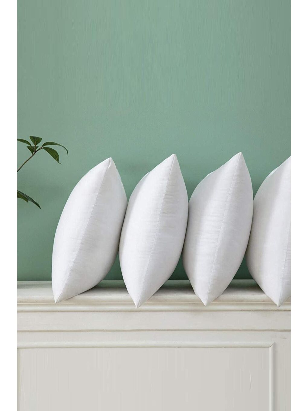 4 Adet Kırlent %100 Pamuk Kılıflı Silikon Dolgulu Beyaz 45x45 cm-3