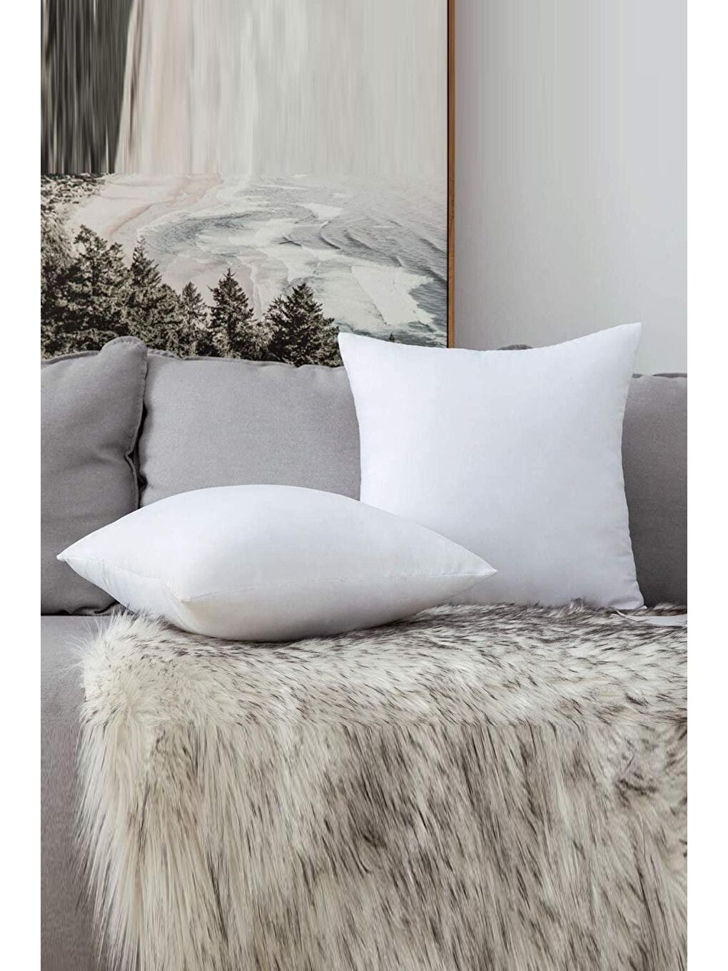 4 Adet Kırlent %100 Pamuk Kılıflı Silikon Dolgulu Beyaz 45x45 cm-6